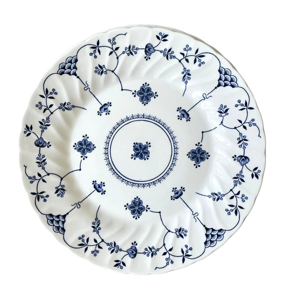 Queen's FINLANDIA Blue & White Floral Dinner Plates 10in Set of 4 England NEW - Picture 1 of 16